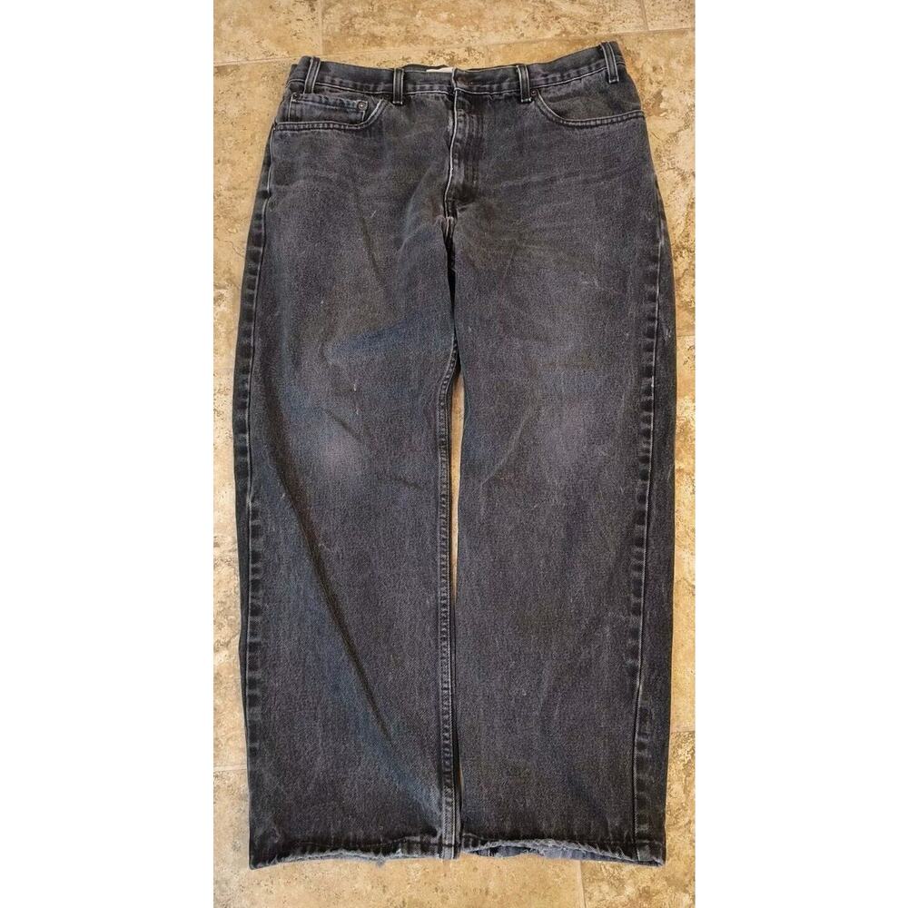 Levi's Signature Jeans Men's 38X30(see Pics) Relaxed Fit Black Distressed